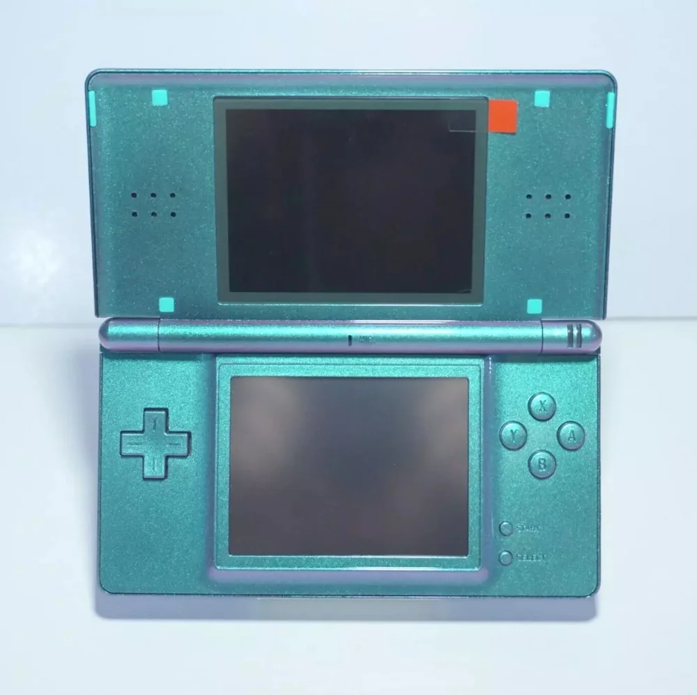 Nintendo DS Lite Shiny Metallic Chameleon Green / Purple Handheld Game System